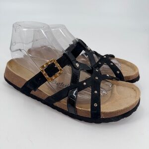 Betula Birkenstock Black Crystal Embellished Comfort Sandals 40 FLAW